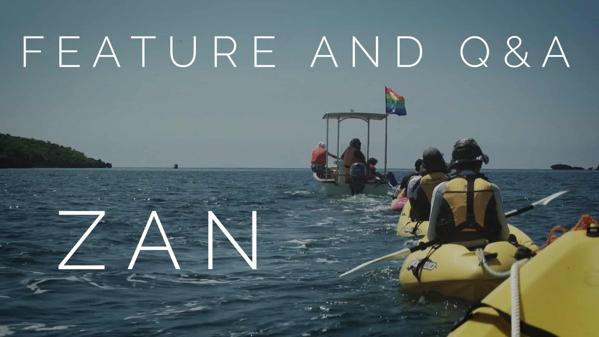 A still from the film 'Zan' showing kayaks in the ocean
